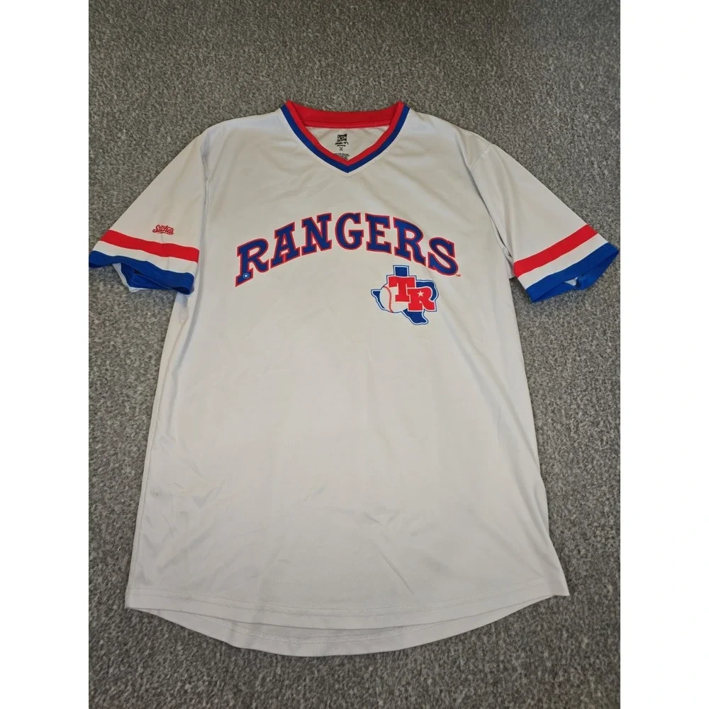 Texas Rangers Retro Throwback SGA Pullover Jersey V-Neck Medium